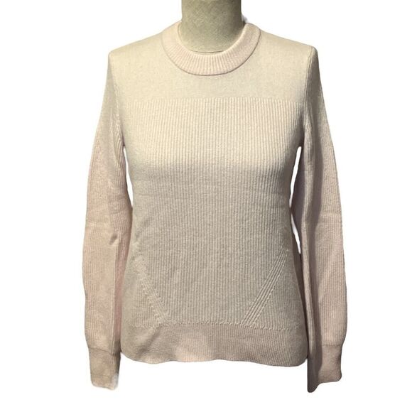 Rag & Bone Sweater Womens Small Cashmere Crew Neck Baby Pink Ribbed Fitted S - Picture 1 of 6